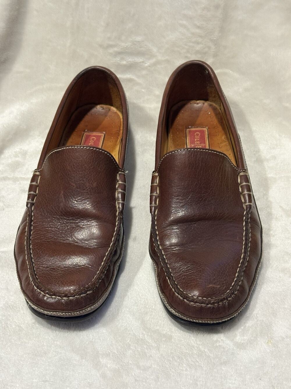 Cole Haan Country Womens Sz 8.5 Brown Moc Toe Slip On Flat Loafers shoes Preppy